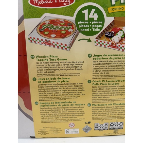 Melissa & Doug Wooden Double-Sided Pizza Topping Toss Games 14-Piece, New Sealed - Picture 6 of 9